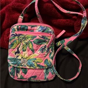 Vera Bradley Pink and Green Floral Crossbody Bag